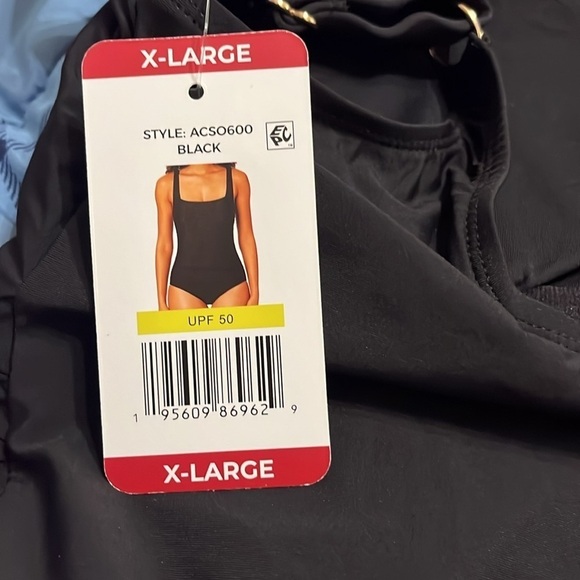 NWT Anne Cole - Square Neck Shirred One Piece  Black - Picture 4 of 7